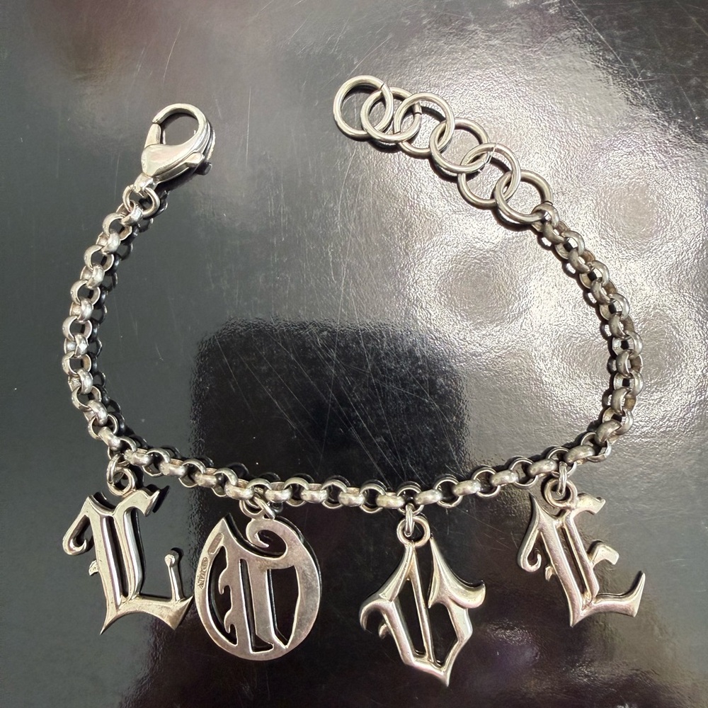 Sterling silver Love charm bracelet
